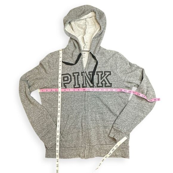 PINK VICTORIA’S SECRET Women’s Gray Full Zip Hoodie Sweatshirt Size Medium - Picture 2 of 3